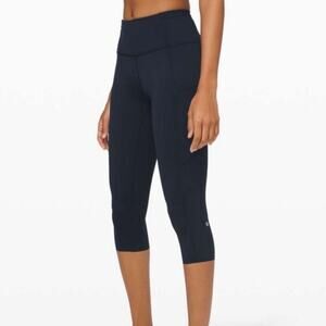 Lululemon Fast and Free Crop II 19” Non-Reflective True Navy Size 0